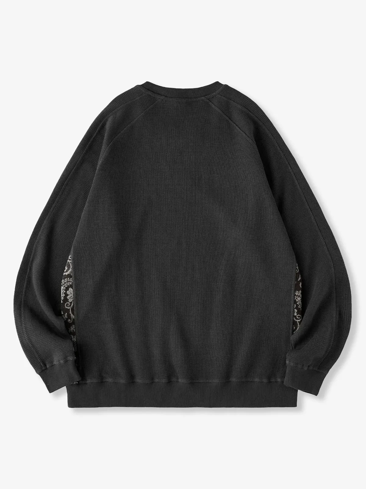 Jacquard Paisley Panel “KaraKu” Embroidered Mini Waffle Sweatshirt sold by Karaku product image thumbnail 2