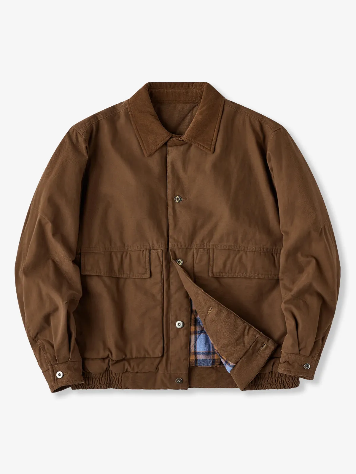 Corduroy Collar Quilted Detroit Jacket with Checked Lining sold by Karaku product image thumbnail 3