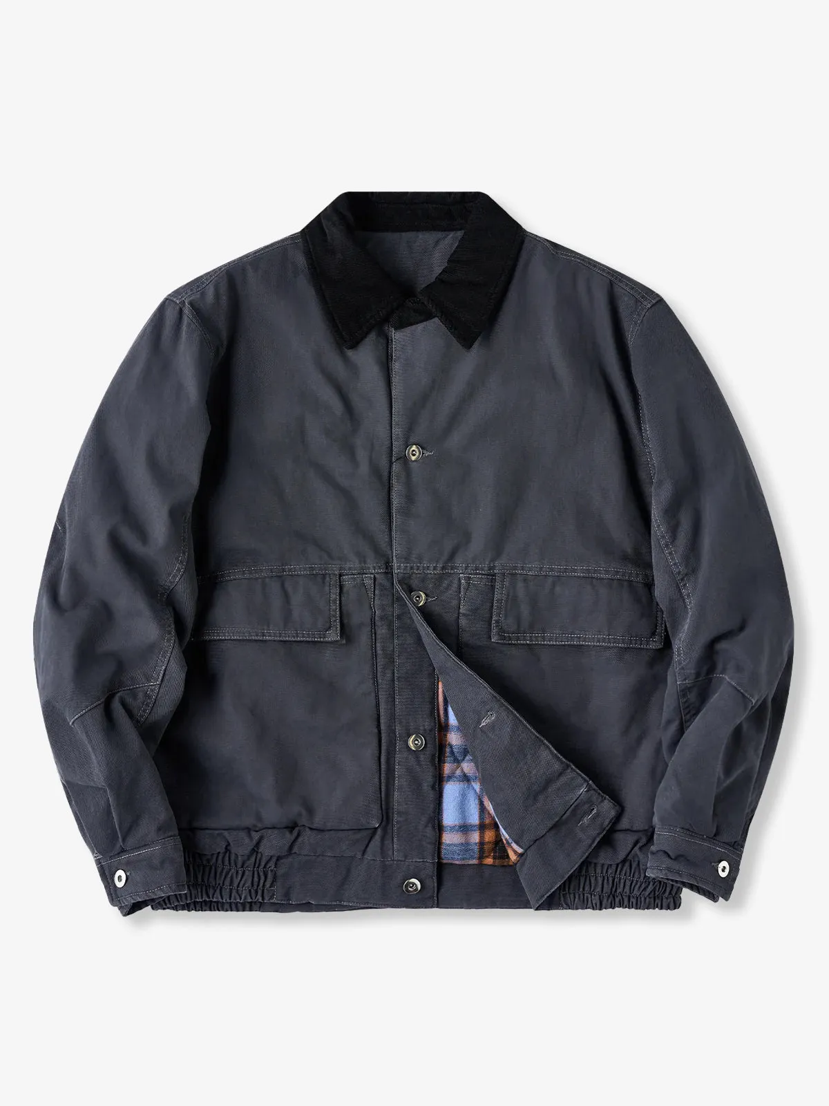 Corduroy Collar Quilted Detroit Jacket with Checked Lining sold by Karaku product image thumbnail 2
