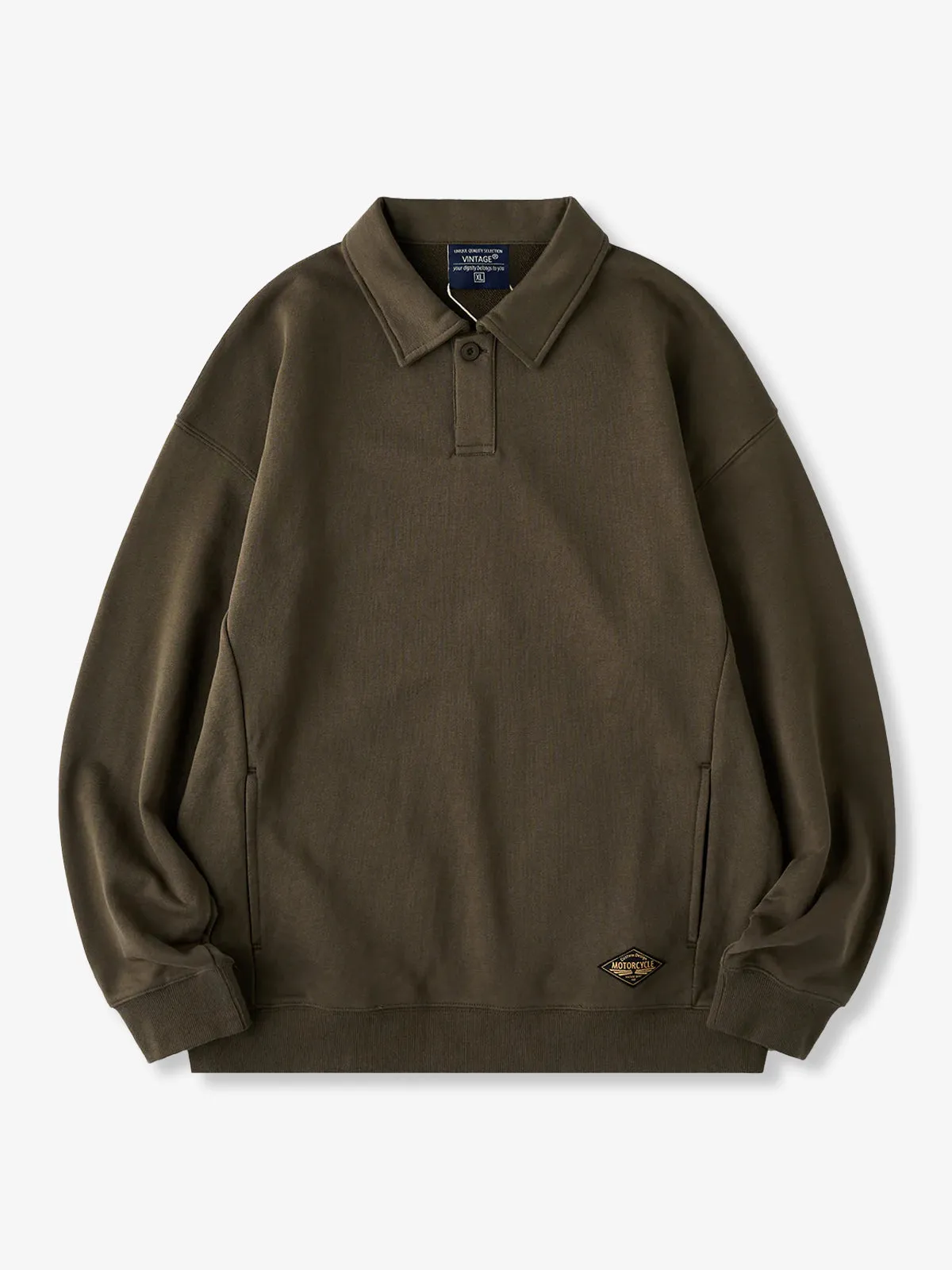 400g Heavyweight One-Button Polo-Collar Sweatshirt sold by Karaku