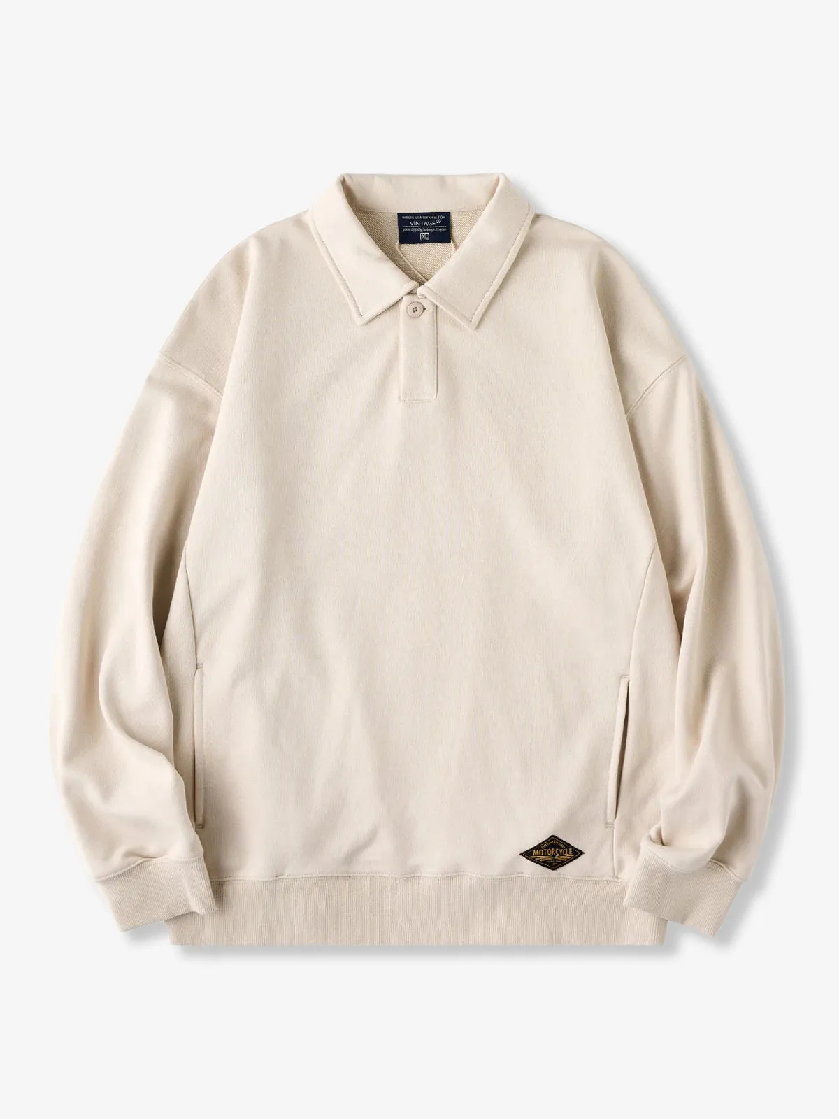 400g Heavyweight One-Button Polo-Collar Sweatshirt sold by Karaku product image thumbnail 3
