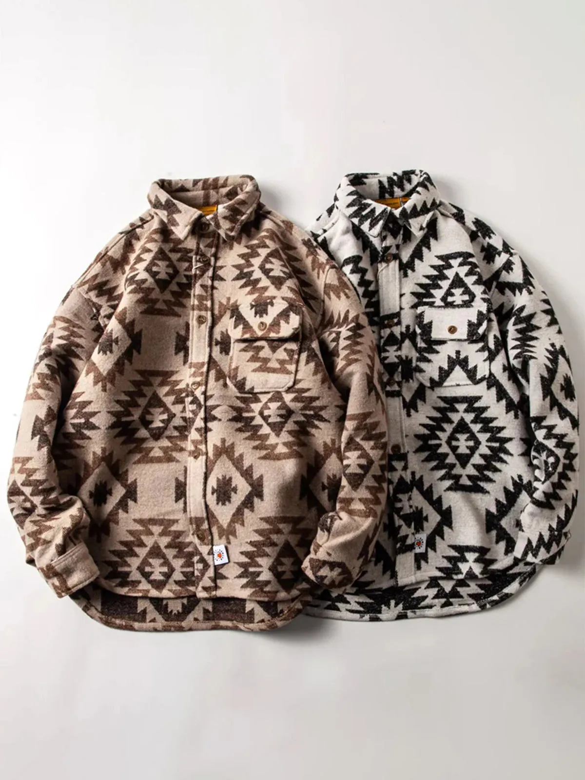 Navajo Pattern Wool-Blend Tweed Overshirt sold by Karaku product image thumbnail 5