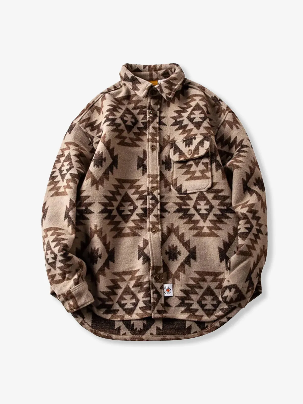 Navajo Pattern Wool-Blend Tweed Overshirt sold by Karaku product image thumbnail 2