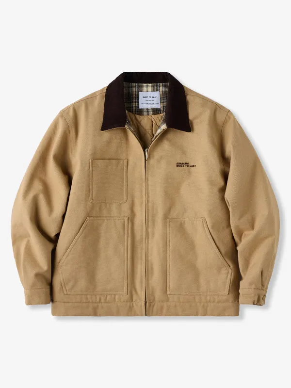 Quilted Hunting Jacket with Front Placket and Checked Lining sold by Karaku