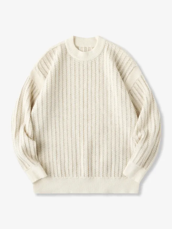 Heavyweight Openwork Crewneck Knit Sweater sold by Karaku