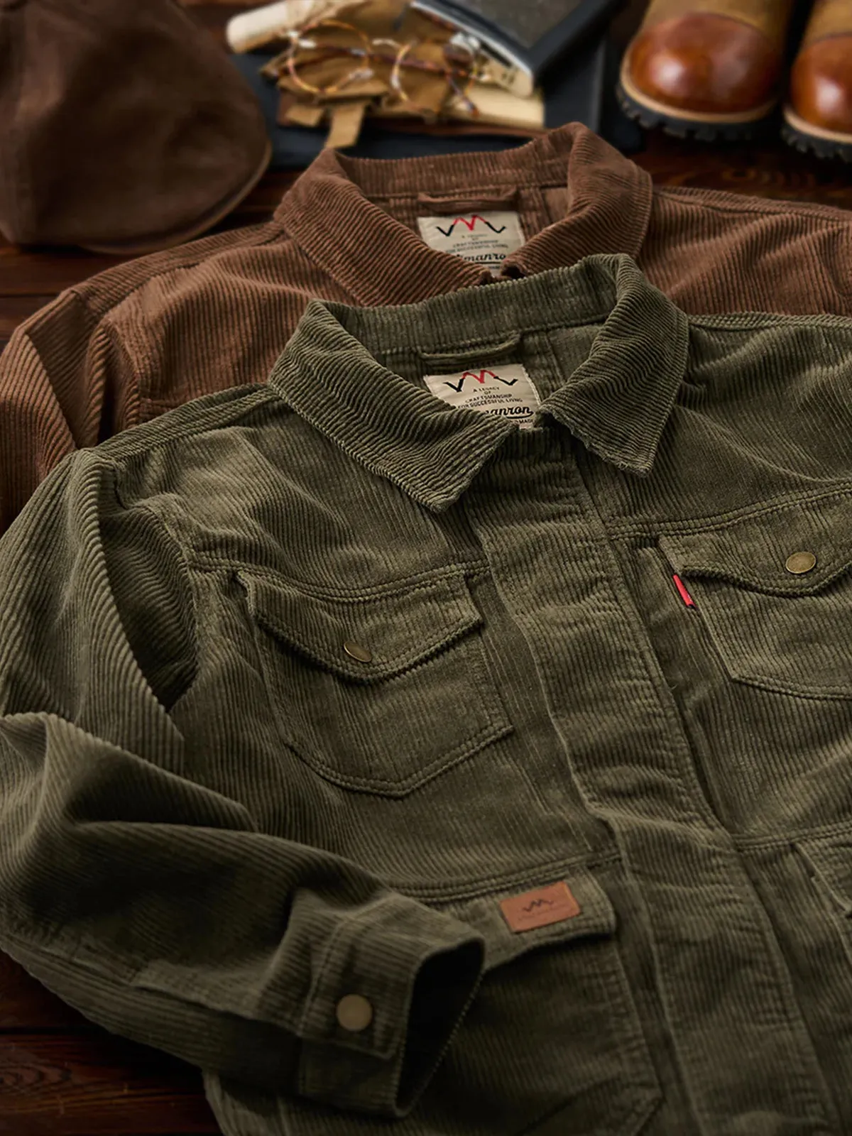 Corduroy Jacket with 4 Pockets and Concealed Button Placket sold by Karaku product image thumbnail 5