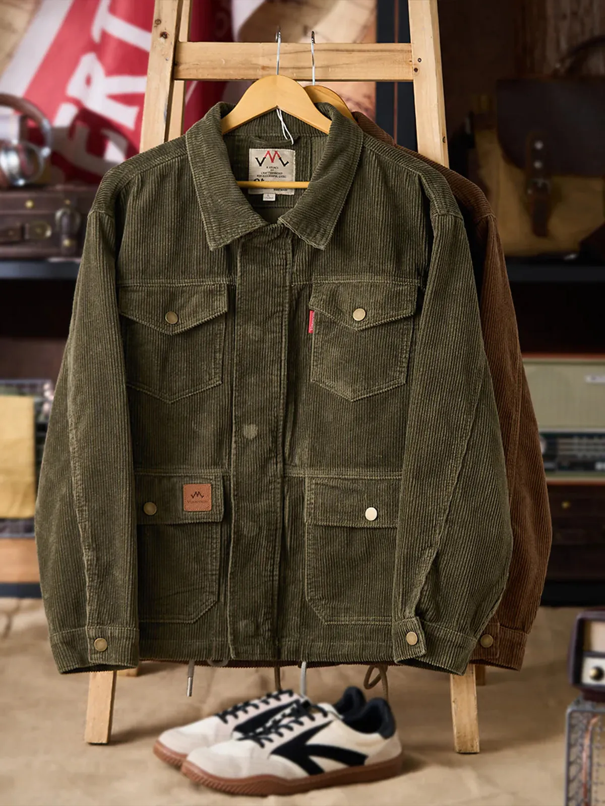 Corduroy Jacket with 4 Pockets and Concealed Button Placket sold by Karaku product image thumbnail 4