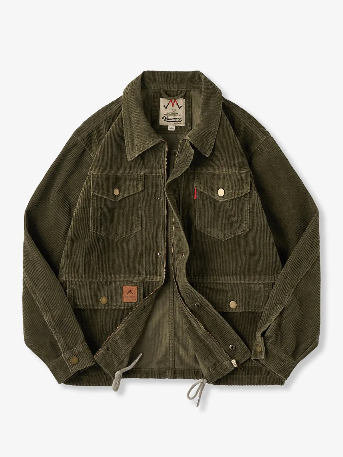 Corduroy Jacket with 4 Pockets and Concealed Button Placket sold by Karaku