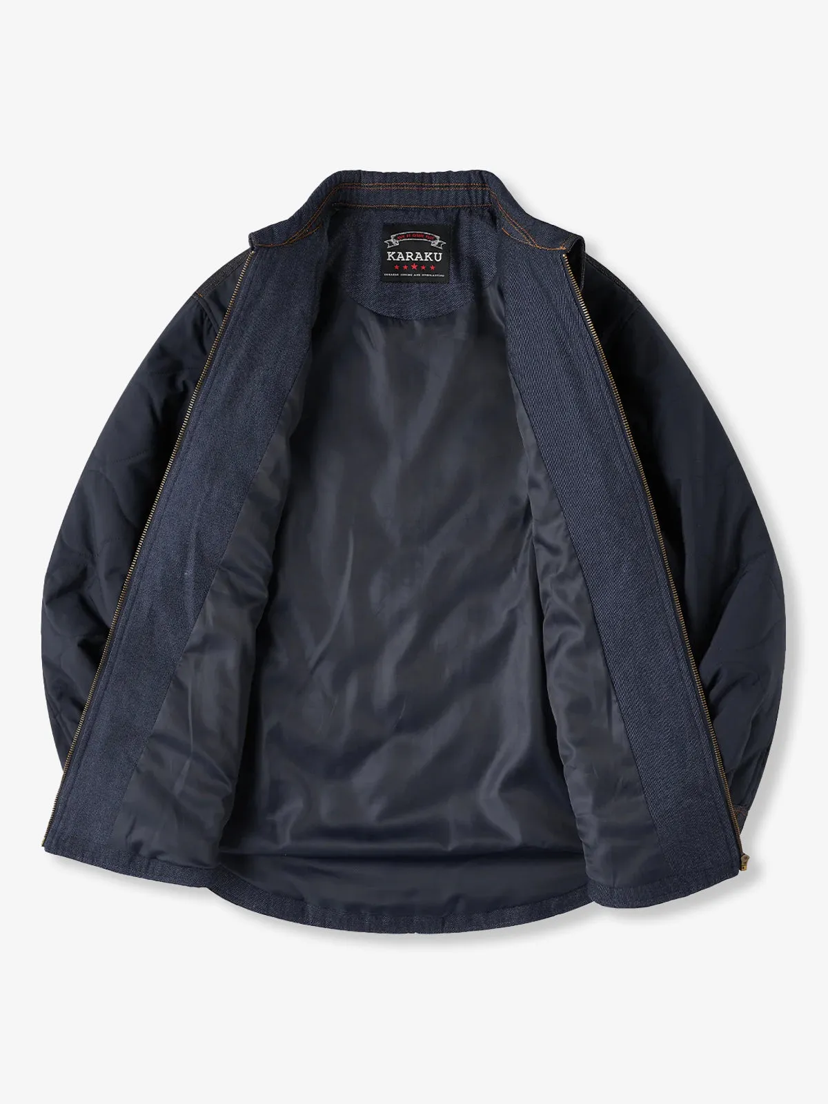 Quilted Padded Jacket with ‘KaraKu’ Embroidered Logo and Denim Panels sold by Karaku product image thumbnail 3