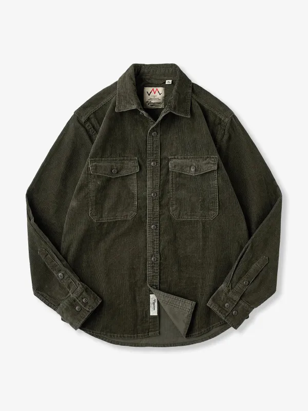 Fine-Wale Corduroy Long-Sleeve Shirt with Work Pockets sold by Karaku