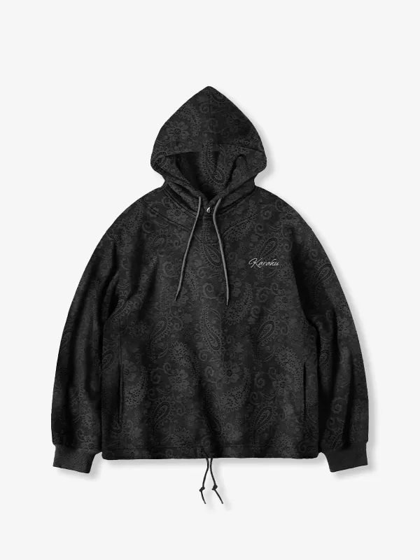 “KaraKu” Embroidered Logo Paisley-Print Cotton Hoodie made by Karaku