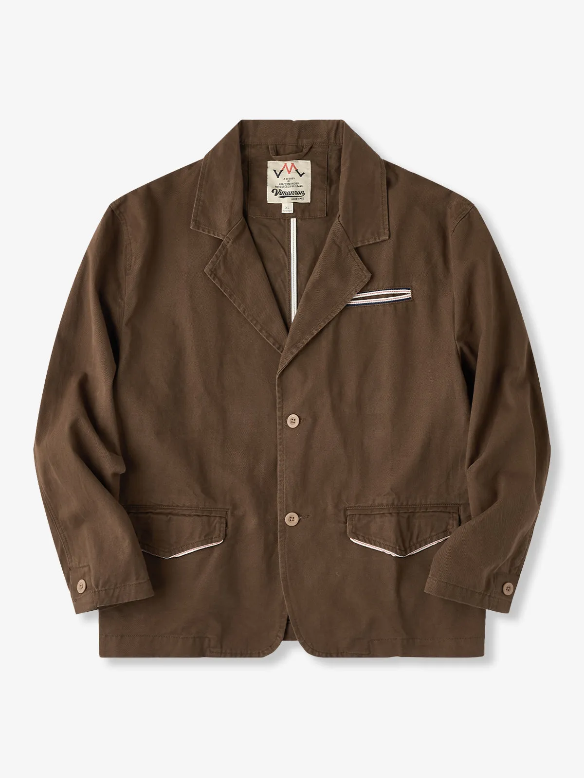 Washed Denim Tailored Jacket with Red & White Pocket Stitching sold by Karaku product image thumbnail 3