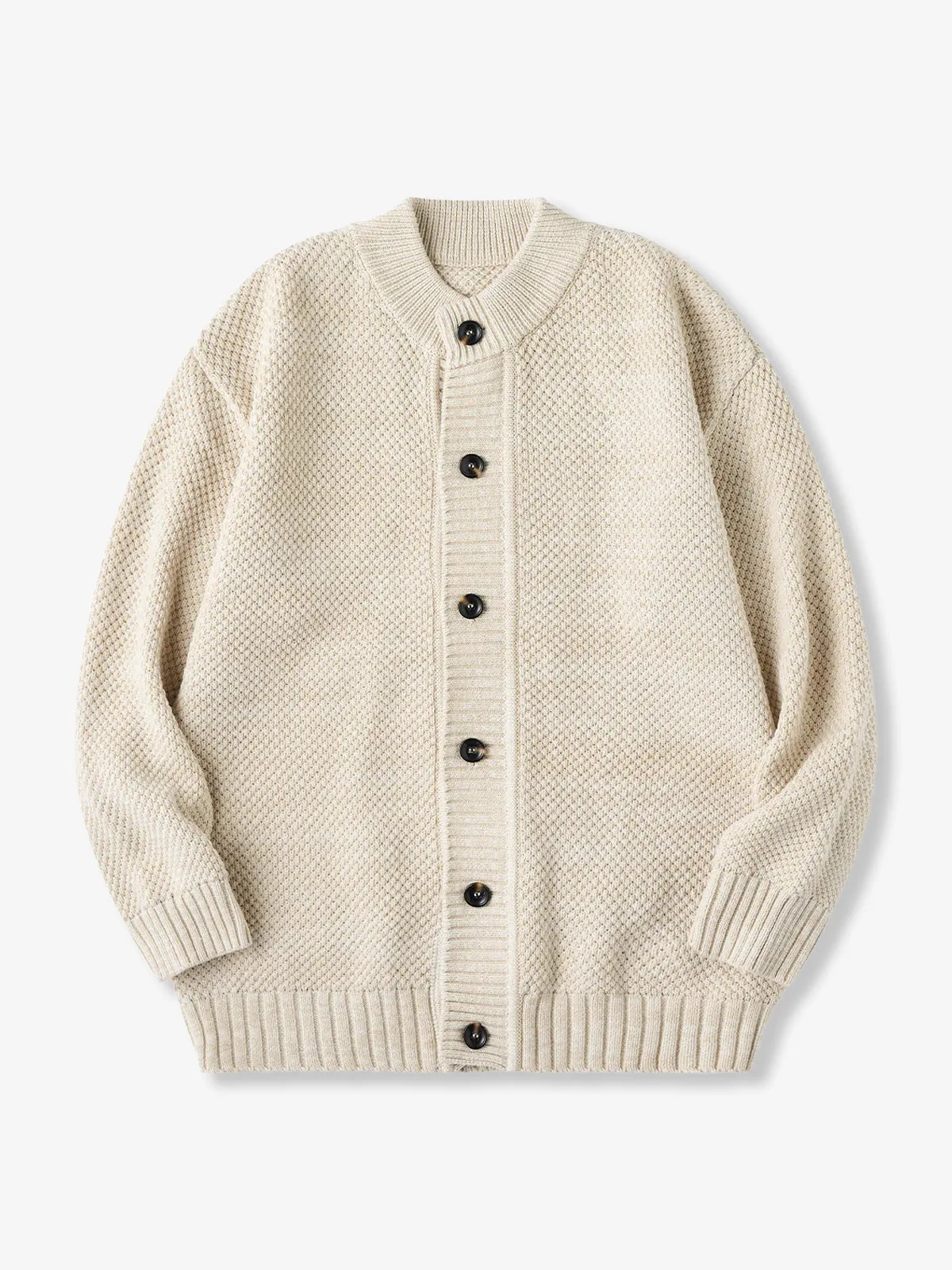 Pineapple Pile Knit Cardigan with Ribbed Cuffs & Hem sold by Karaku