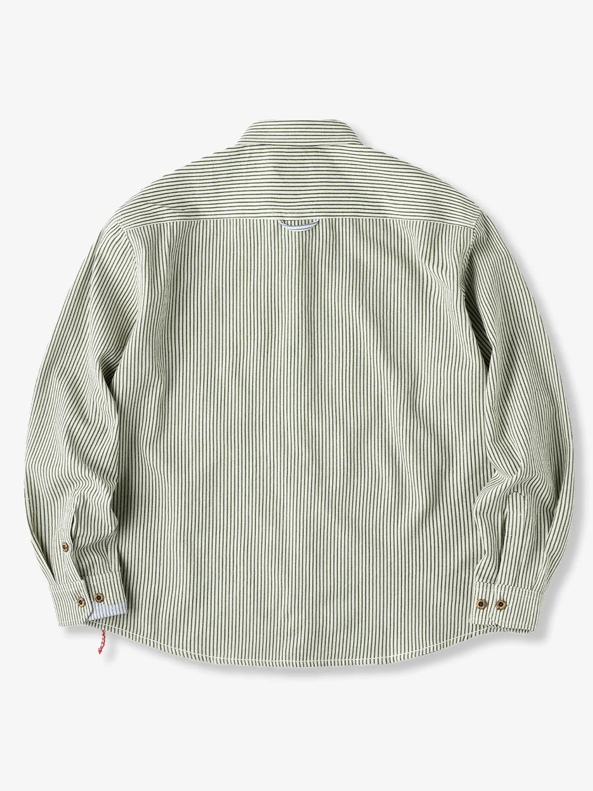 Yarn-Dyed Stripe Work Shirt with Red & White Drawcord and Contrast Collar, Cuffs & Pockets sold by Karaku product image thumbnail 2