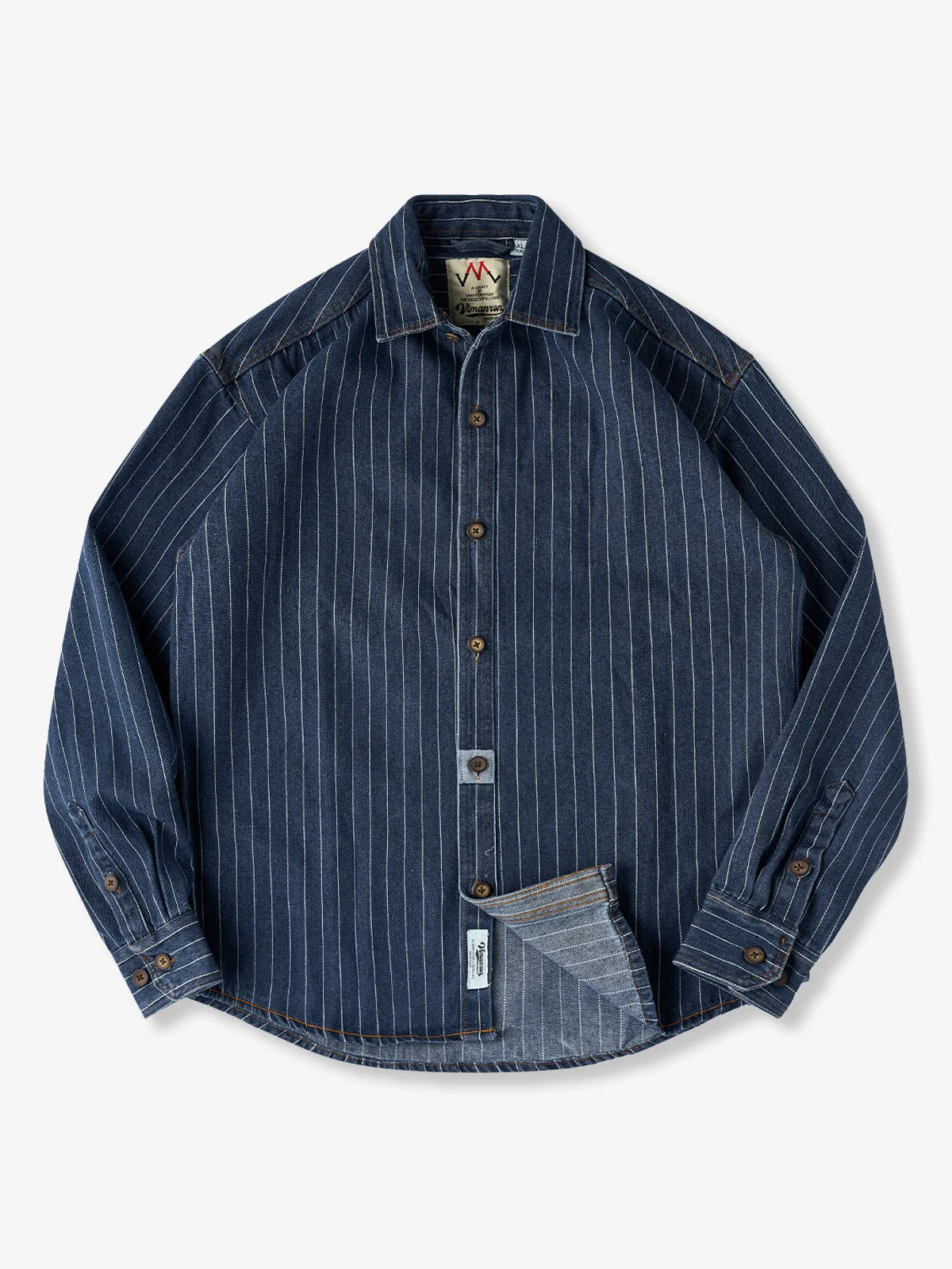 2-Color Vintage Wabash Stripe Denim Work Shirt sold by Karaku product image thumbnail 2