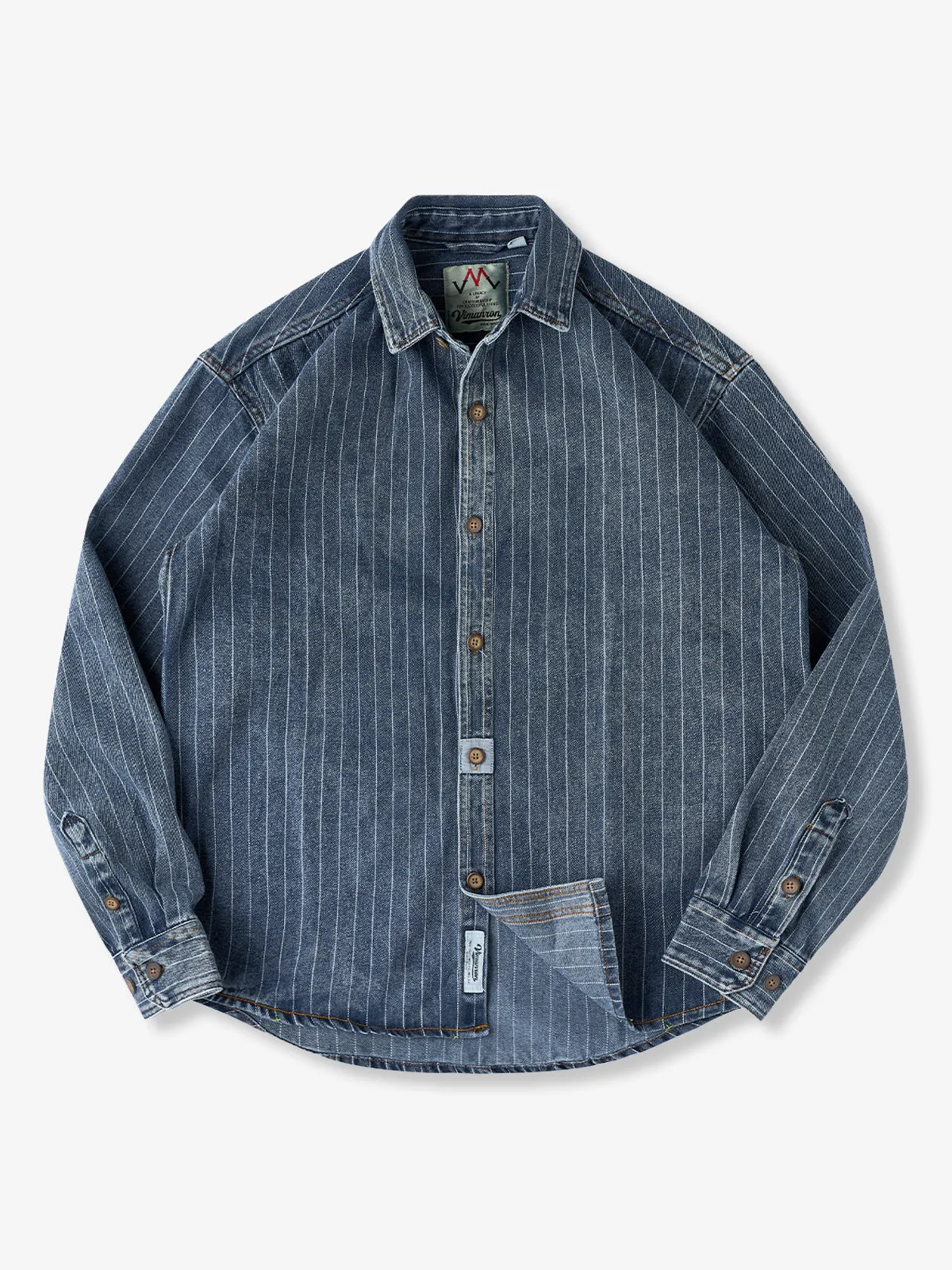 2-Color Vintage Wabash Stripe Denim Work Shirt sold by Karaku