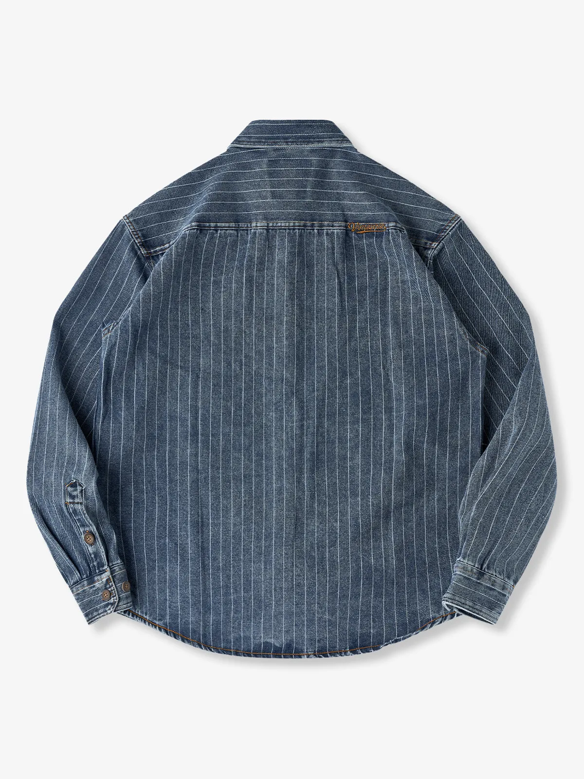 2-Color Vintage Wabash Stripe Denim Work Shirt sold by Karaku product image thumbnail 3
