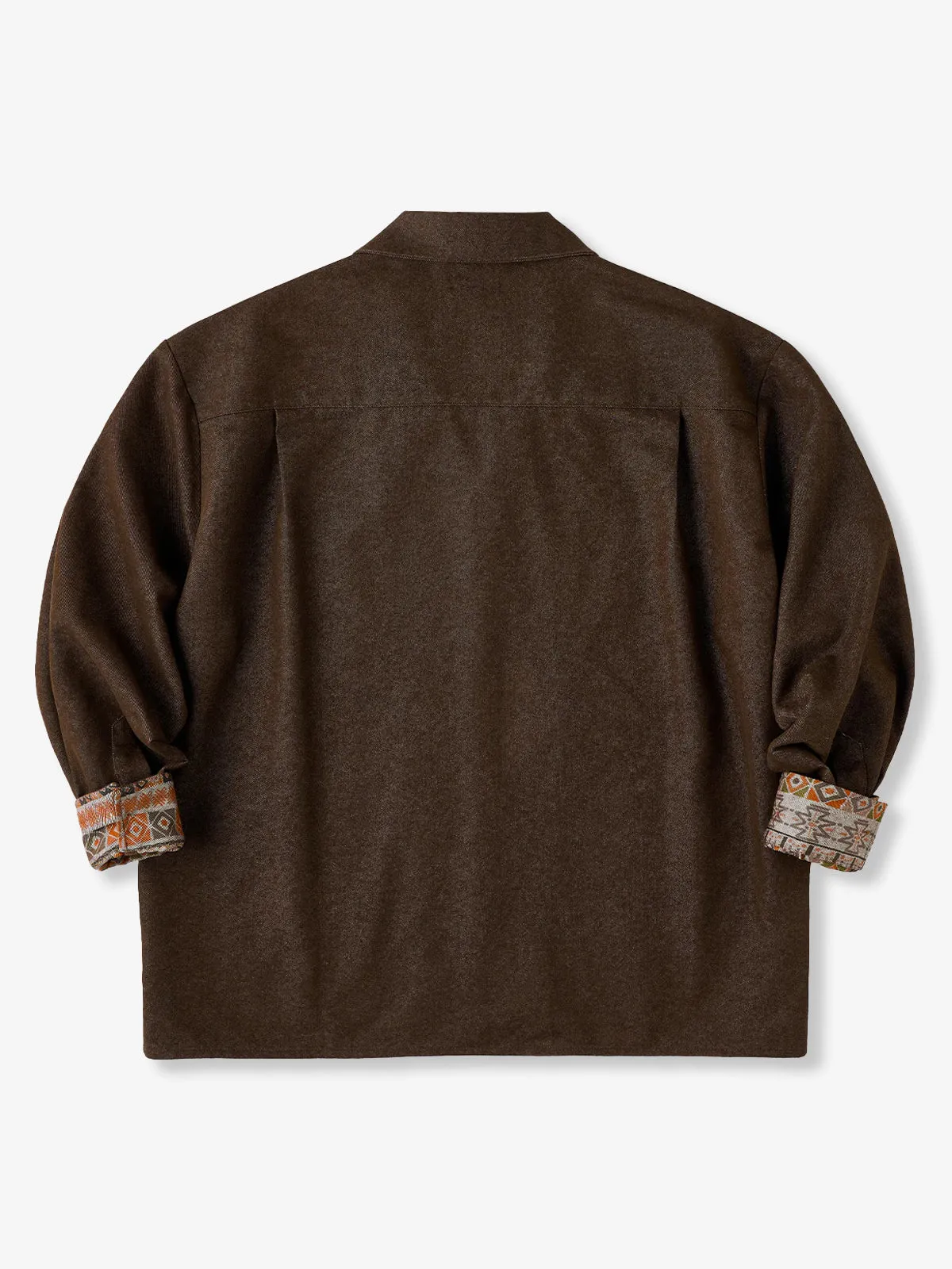 “Karaku” Embroidered Logo Denim Open-Collar Shirt with Ethnic-Pattern Lining sold by Karaku product image thumbnail 2