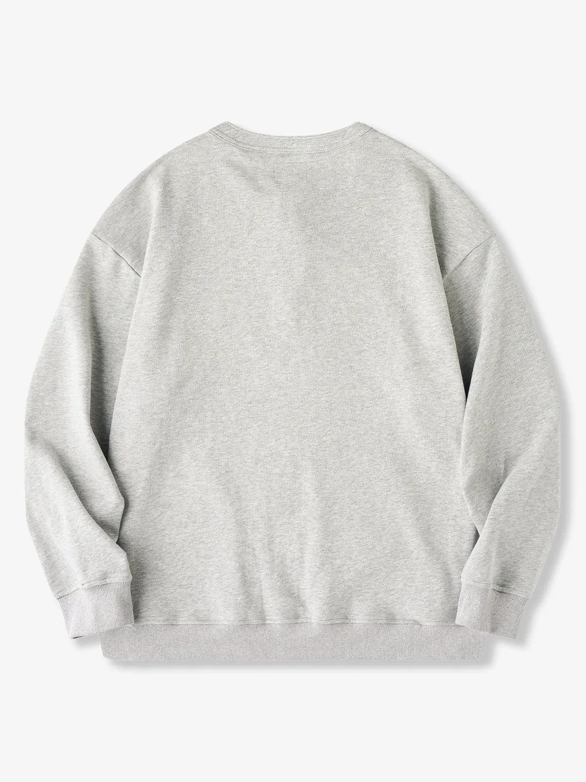 Mixed-Material Combo Denim-Trim Henley Neck Sweatshirt with Pocket & Placket sold by Karaku product image thumbnail 2