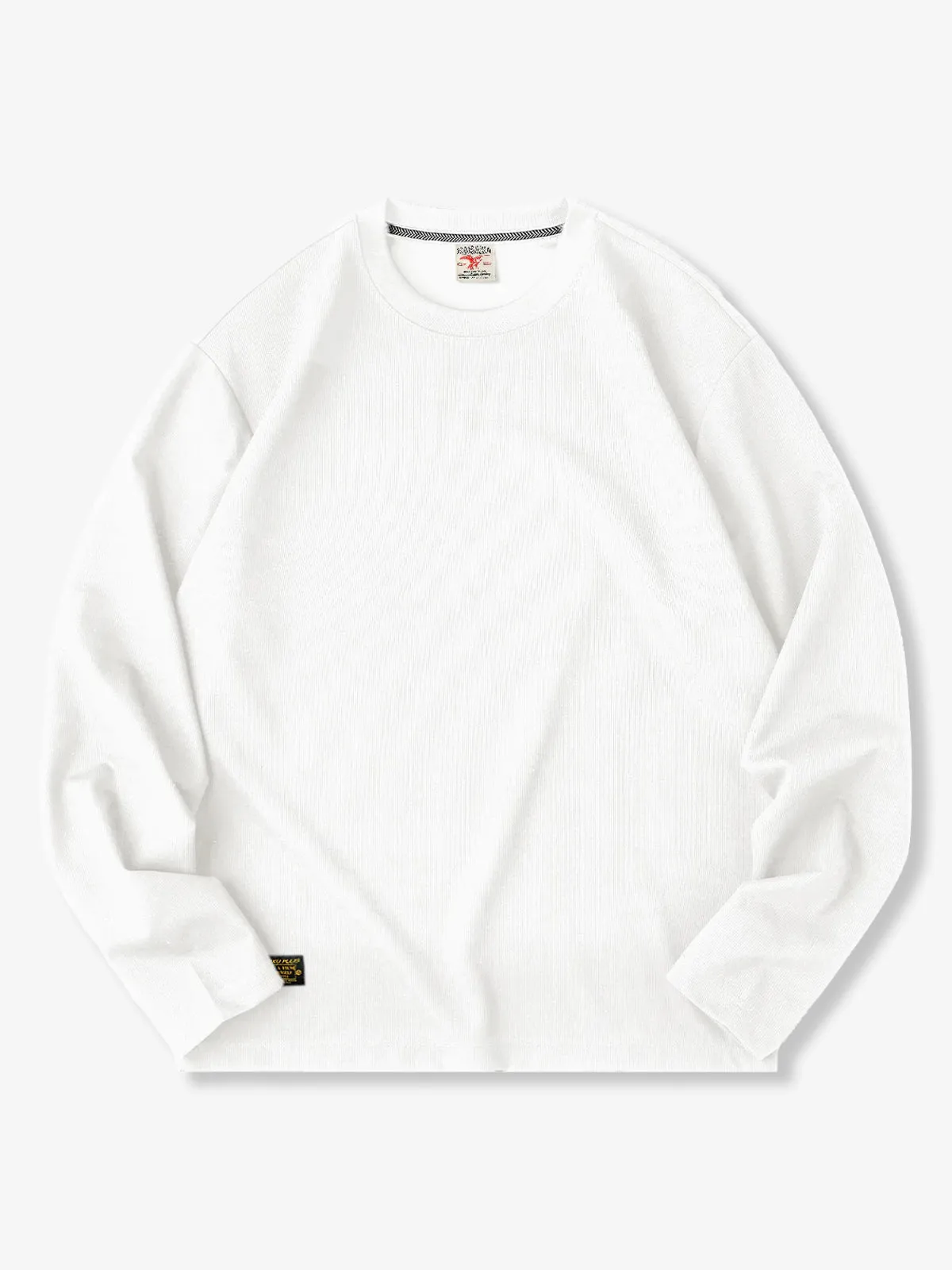 Solid 2-Color Ribbed Texture Modal Blend Basic Long Sleeve Tee sold by Karaku product image thumbnail 2