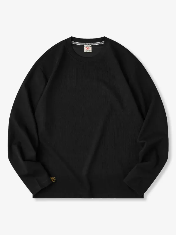Solid 2-Color Ribbed Texture Modal Blend Basic Long Sleeve Tee made by Karaku