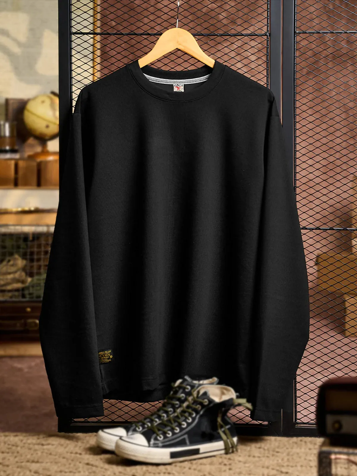 Solid 2-Color Ribbed Texture Modal Blend Basic Long Sleeve Tee sold by Karaku product image thumbnail 5