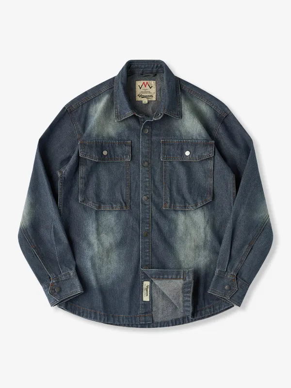 Stonewash Denim Work Shirt with Large Utility Pockets sold by Karaku