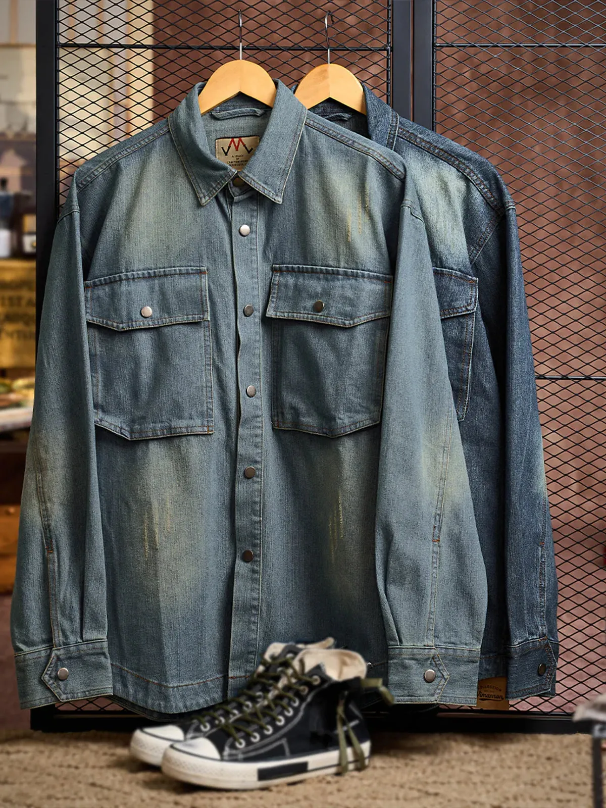 Stonewash Denim Work Shirt with Large Utility Pockets sold by Karaku product image thumbnail 4