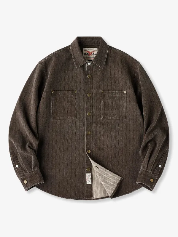 [Pre-Order] Multi-Functional Coated Herringbone Jacquard Denim Shirt sold by Karaku