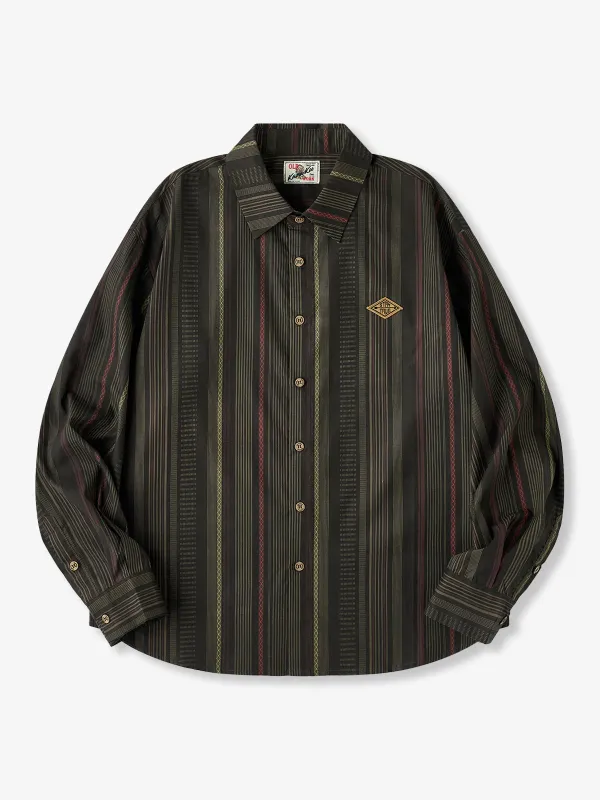 [Pre-Order] “STAY TRUE” Embroidered Patch Multi-Dyed Stripe Long Sleeve Shirt sold by Karaku