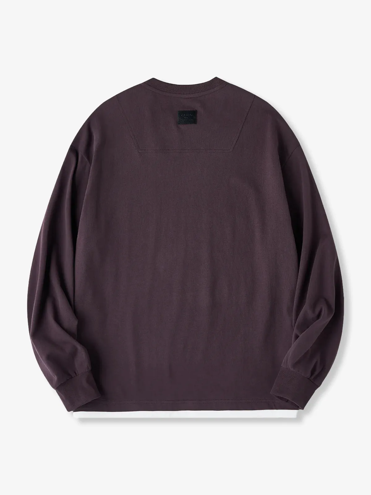 Faux Layered Cotton Long Sleeve Tee with Leather Tag sold by Karaku product image thumbnail 4