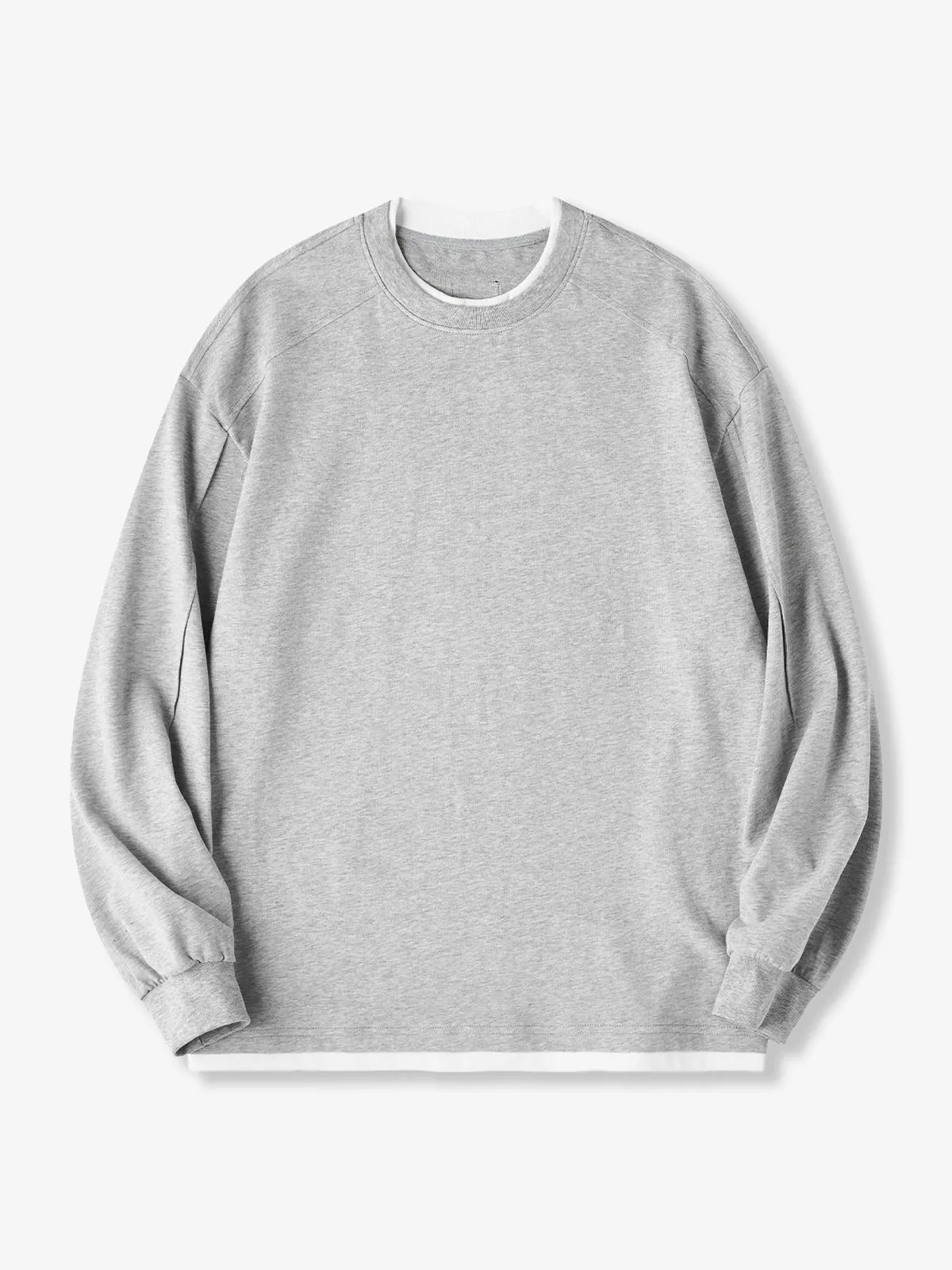 Faux Layered Cotton Long Sleeve Tee with Leather Tag sold by Karaku product image thumbnail 3