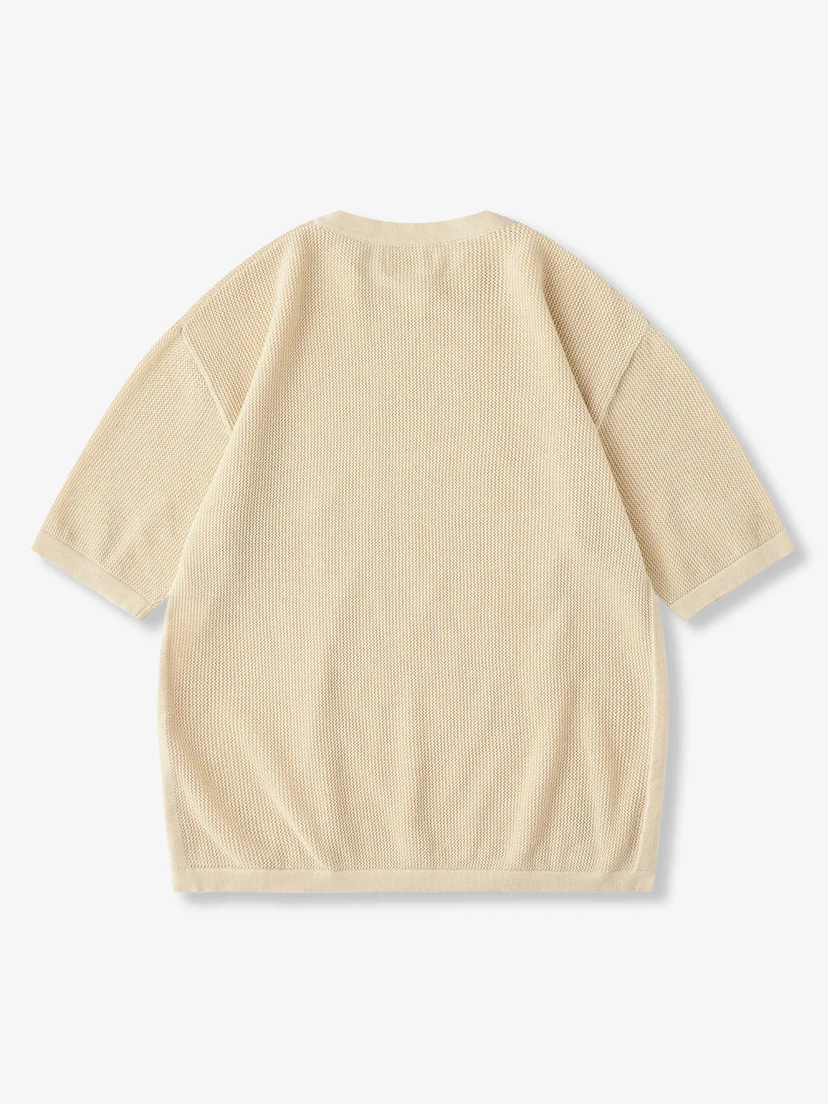 Clean Fit Knit T-Shirt with Side Rib Panels and Openwork Weave sold by Karaku product image thumbnail 2