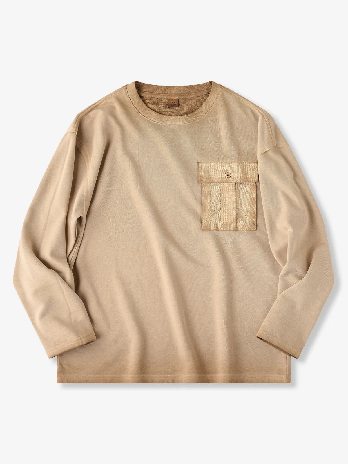 Long-Sleeve Gradient-Dyed Washed T-Shirt with Pleated Pocket sold by Karaku product image thumbnail 2