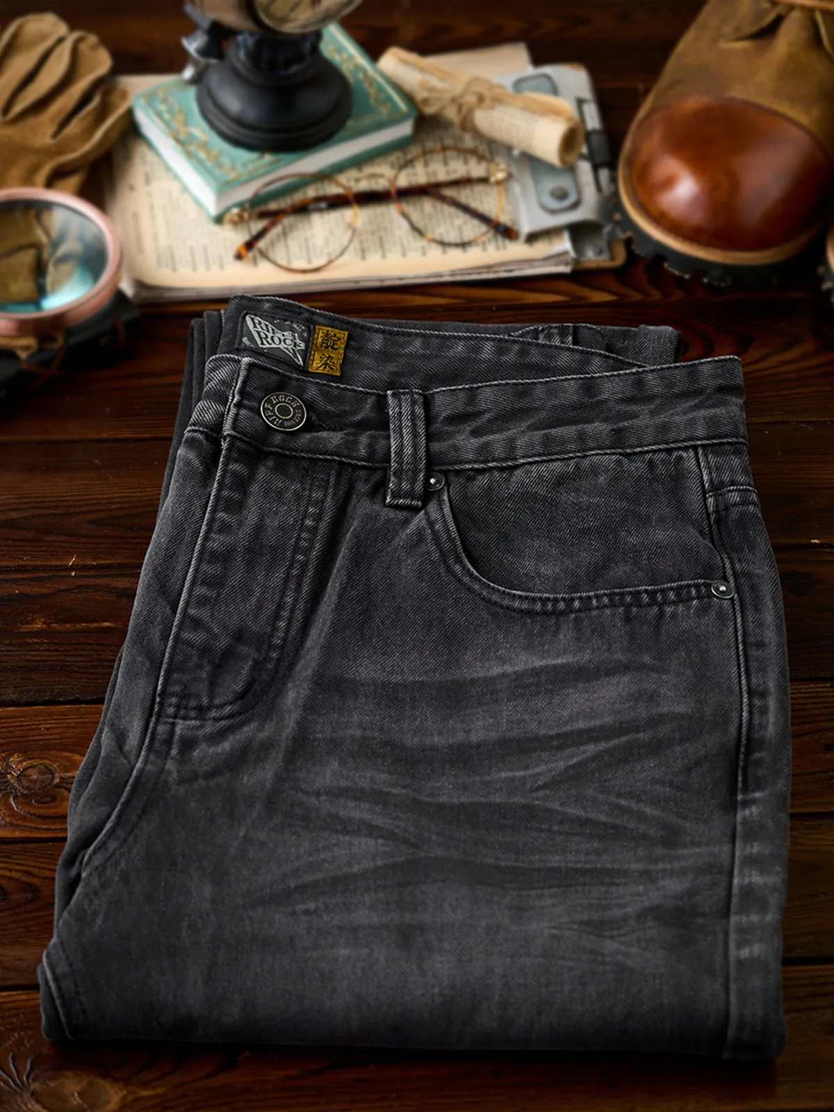 Whisker & Washed Straight Denim Pants sold by Karaku product image thumbnail 4