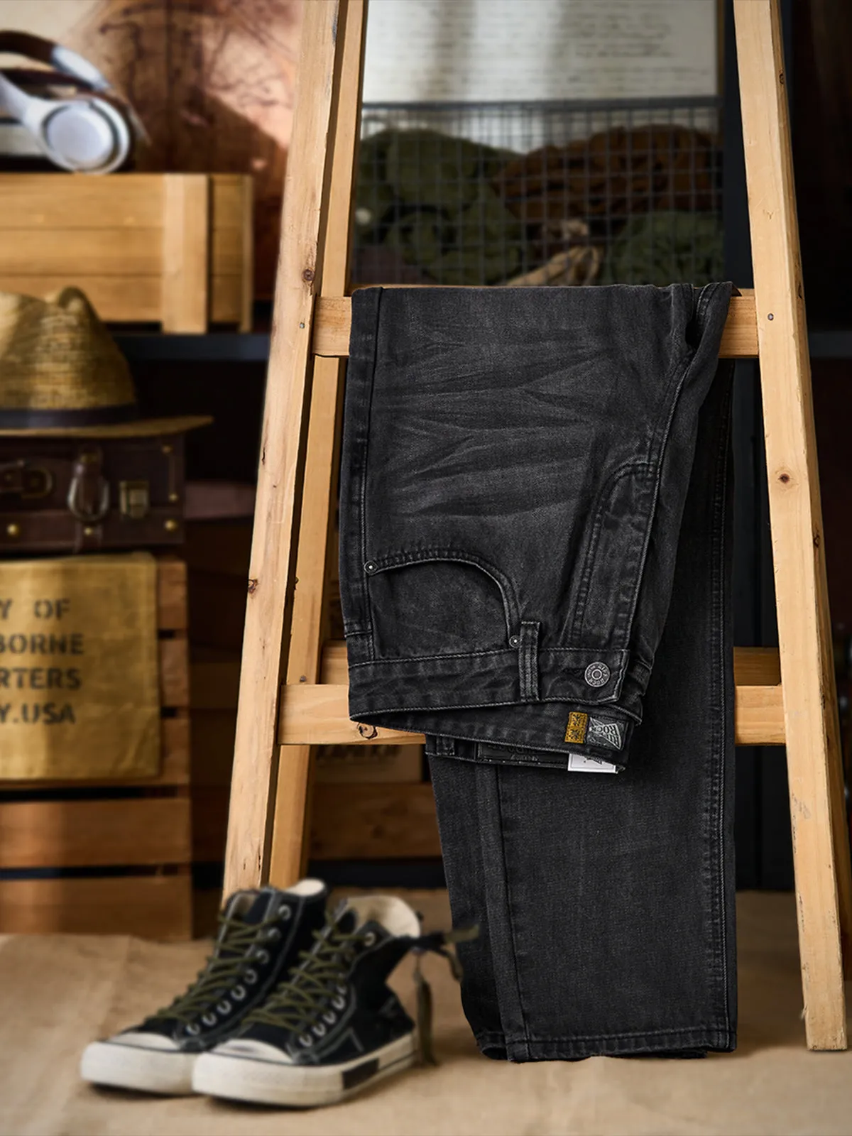 Whisker & Washed Straight Denim Pants sold by Karaku product image thumbnail 3