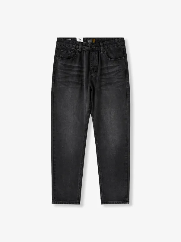 Whisker & Washed Straight Denim Pants sold by Karaku