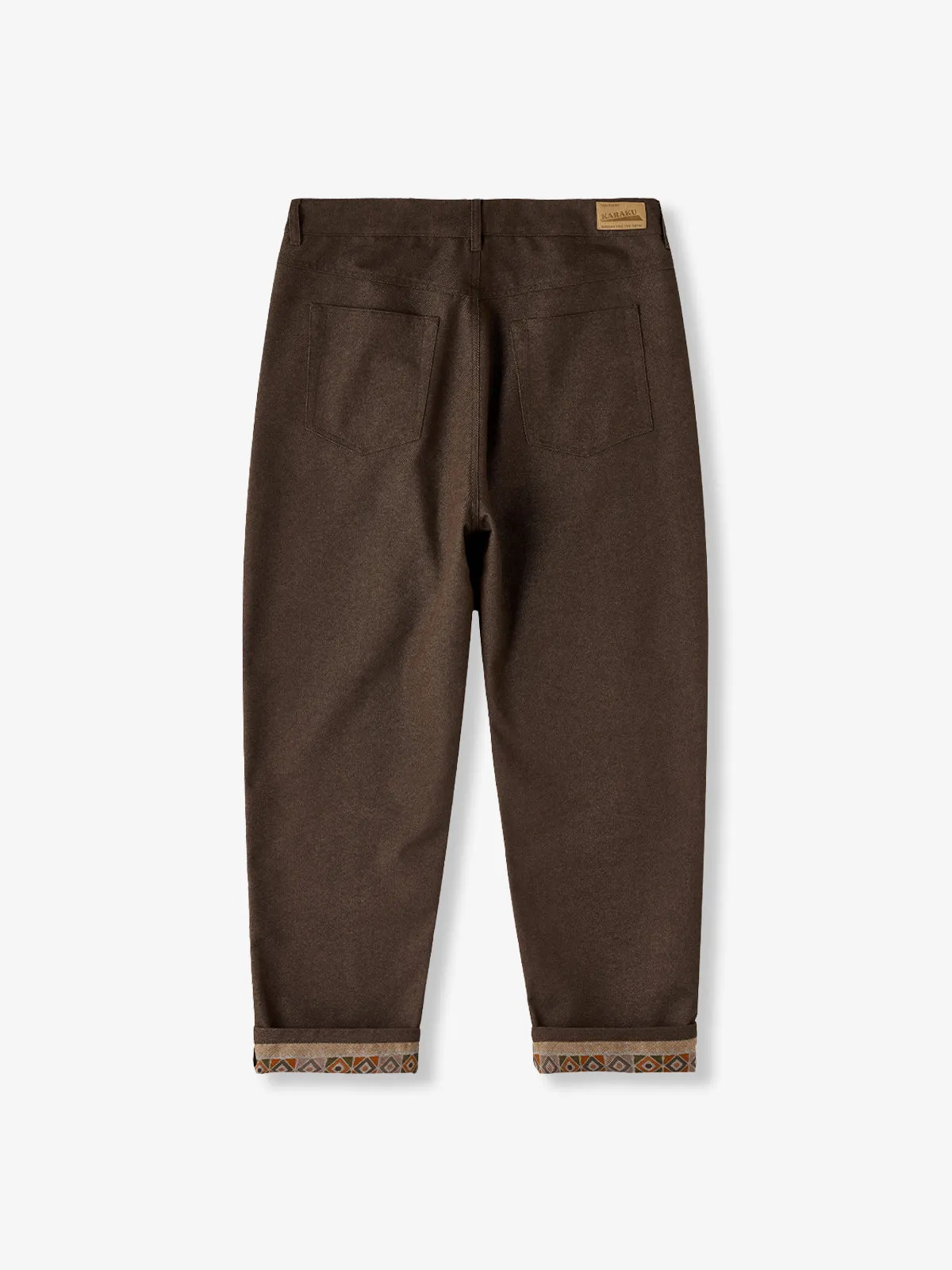 Ethnic-Pattern Lined Cotton-Blend Straight Denim Pants sold by Karaku product image thumbnail 2