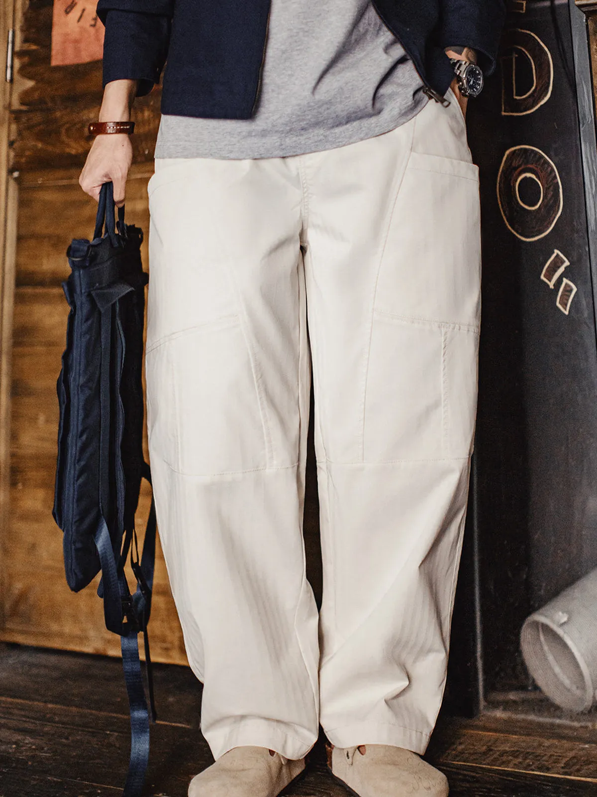 Deconstructed White Denim Drawstring Wide-Leg Pants sold by Karaku product image thumbnail 5