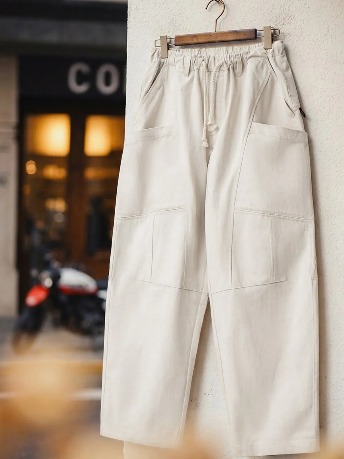 Deconstructed White Denim Drawstring Wide-Leg Pants sold by Karaku product image thumbnail 2