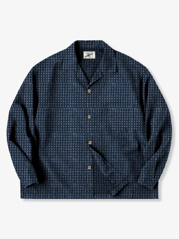 [Pre-Order] Custom-Dyed Dot Jacquard Linen-Blend Open-Collar Shirt made by Karaku