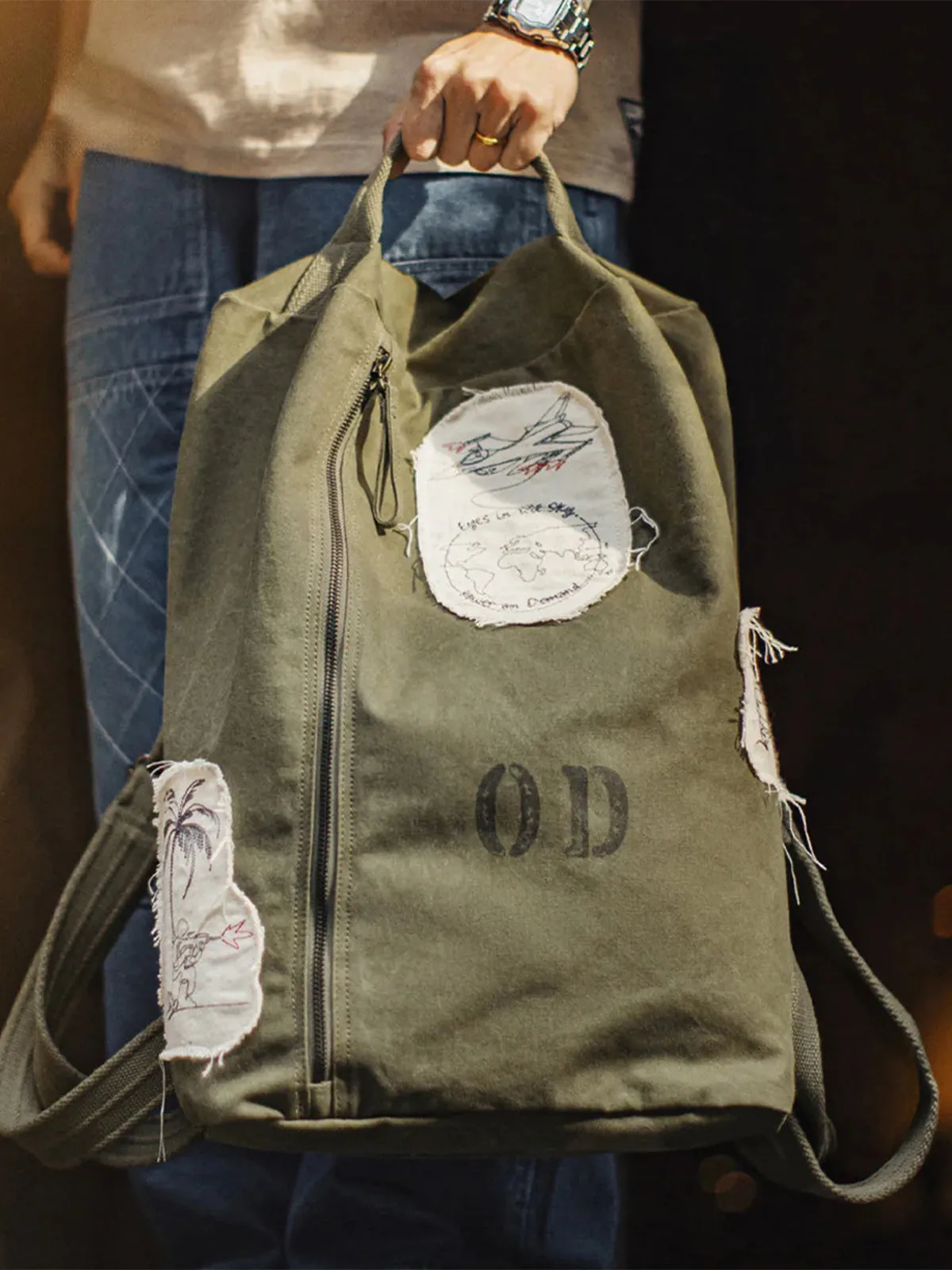 Embroidered Patch 12oz Washed 2-Way Kit Bag sold by Karaku product image thumbnail 2