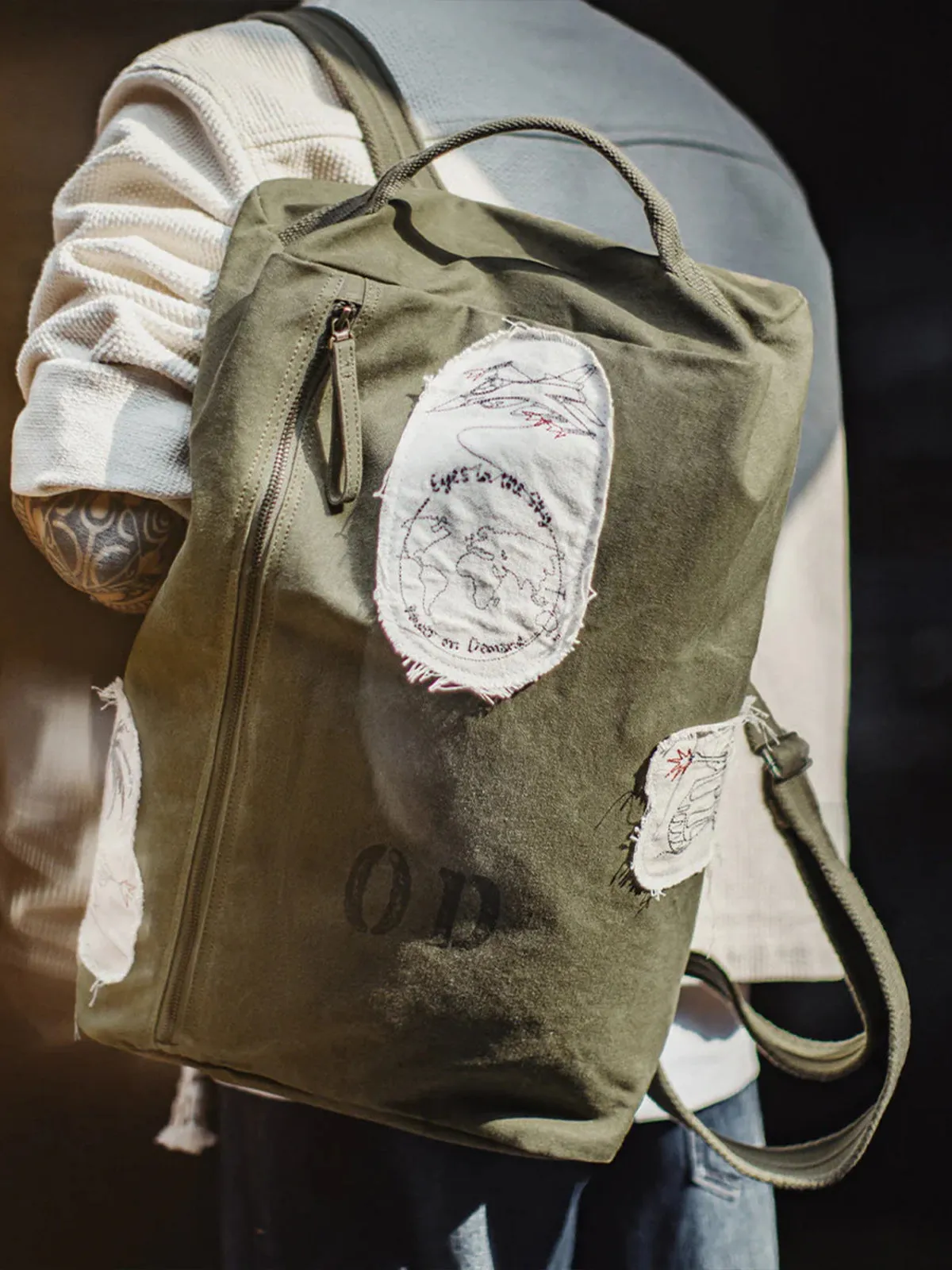 Embroidered Patch 12oz Washed 2-Way Kit Bag sold by Karaku product image thumbnail 3