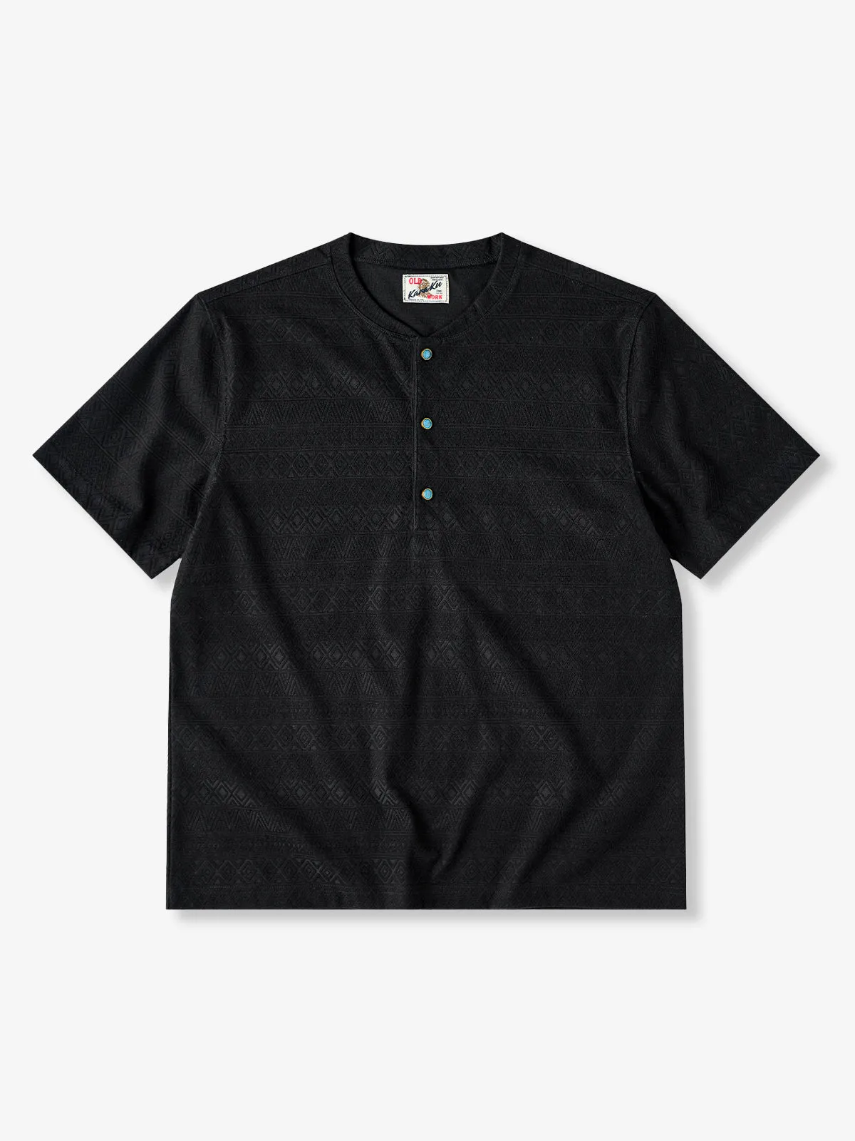 Ethnic Jacquard Knit Henley Tee with Turquoise-Style Buttons sold by Karaku product image thumbnail 2