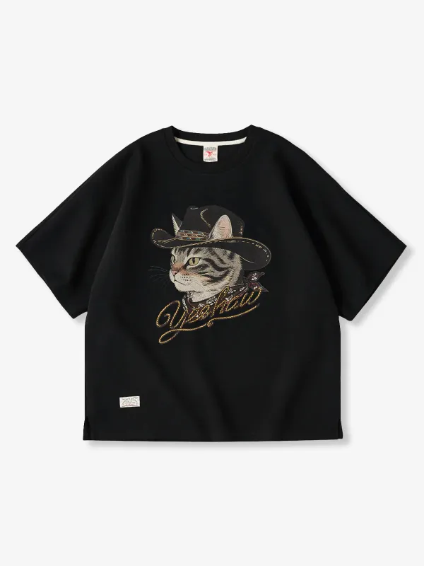 [Pre-Order]  “Cowboy Cat with Western Hat” Air-Layer Raglan Sleeve Tee sold by Karaku