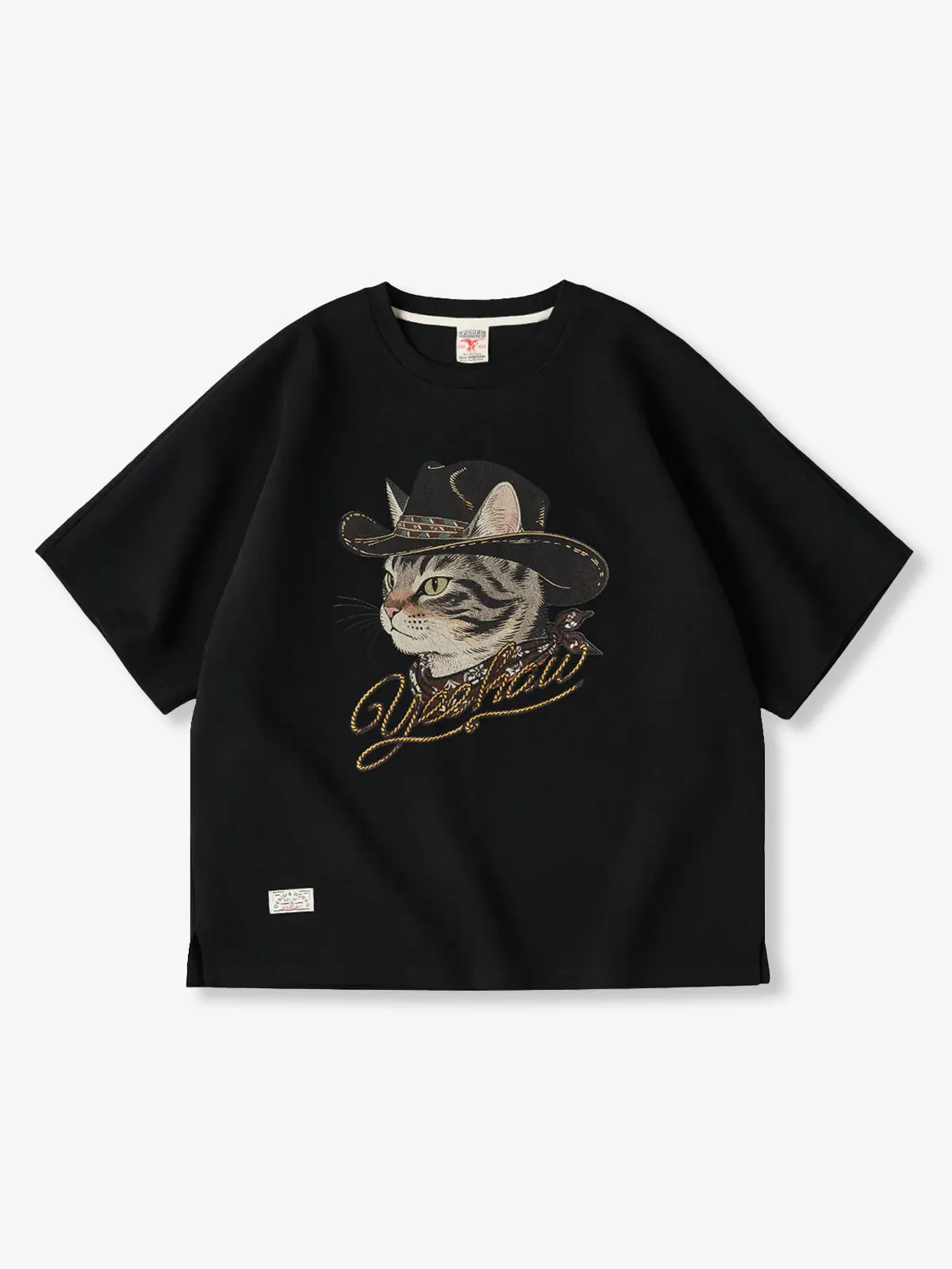 “Cowboy Cat with Western Hat” Air-Layer Raglan Sleeve Tee sold by Karaku