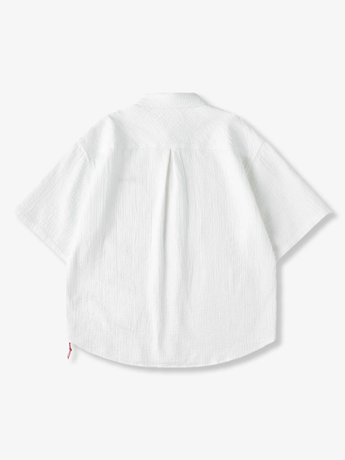 “Karaku” Single-Point Embroidered Textured Short-Sleeve Shirt with Red Drawstring sold by Karaku product image thumbnail 2