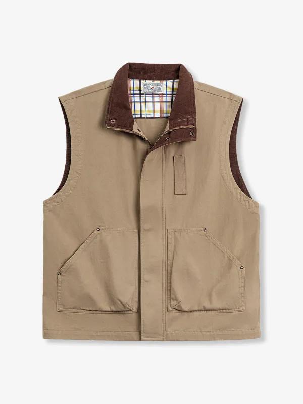 Retro Safari Pure Cotton Corduroy Vest Jacket made by Karaku