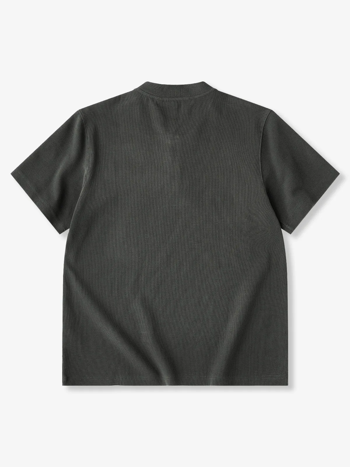 Three-button Waffle Knit Henley Neck T-shirt sold by Karaku product image thumbnail 4