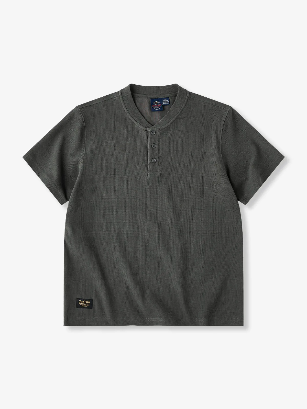 Three-button Waffle Knit Henley Neck T-shirt sold by Karaku